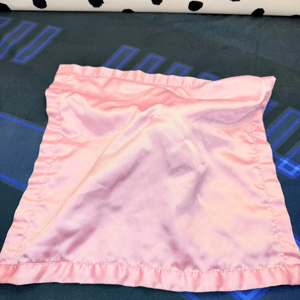 Pink Bunny Rabbit Lovey Security Blanket Minky Dot Satin Trim Plush Baby Girl